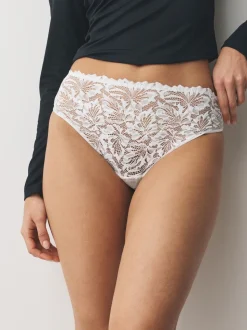 Black/White/Nude High Waist High Leg Lace Front NVPL Knickers 3 Pack
