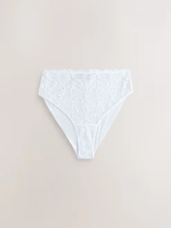 Black/White/Nude High Waist High Leg Lace Front NVPL Knickers 3 Pack