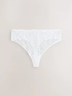 Black/White/Nude High Waisted Thong Lace Front NVPL Knickers 3 Pack