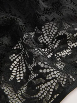 Black/White/Nude High Waisted Thong Lace Front NVPL Knickers 3 Pack
