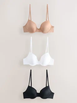 Black/White/Nude Pad Plunge A-E Ultimate Comfort Smoothing T-Shirt Bras 3 Pack