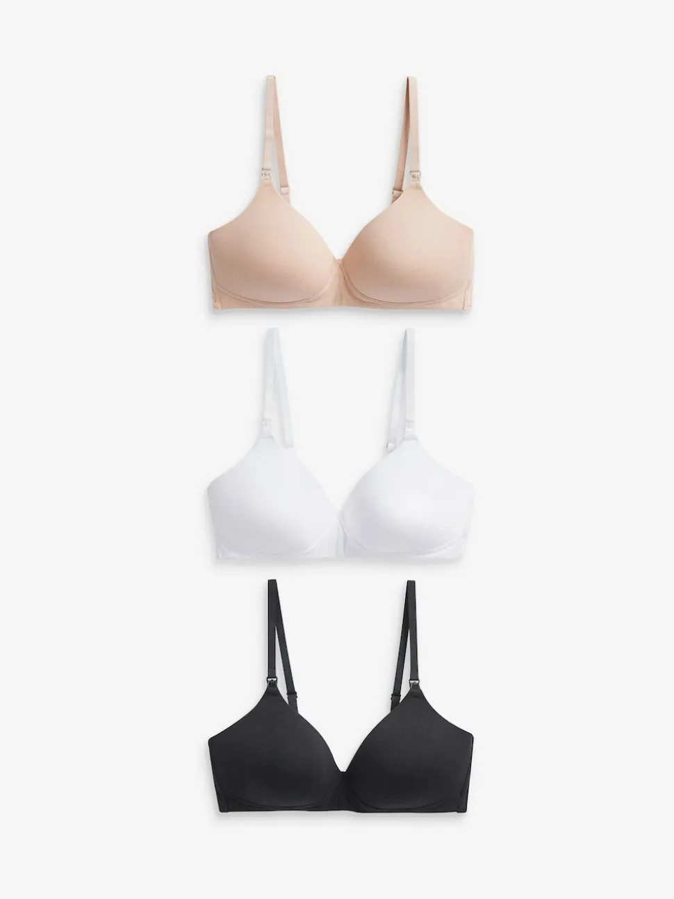 Black/White/Pastel Rose Nude Pad Non Wire B-G Nursing Cotton Blend Ultimate Comfort Bras 3 Pack