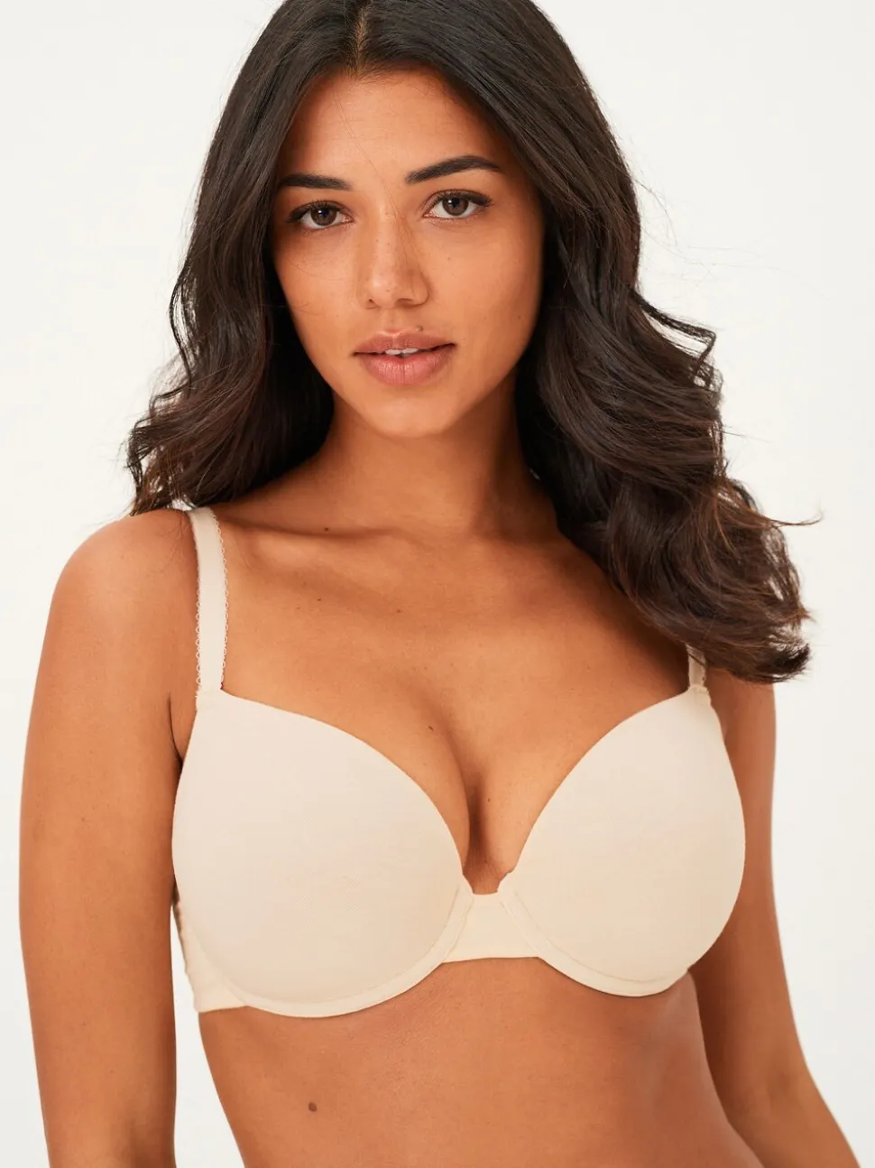 Black/White/Pastel Rose Nude Pad Plunge DD+ Cotton Blend Ultimate Comfort Bras 3 Pack