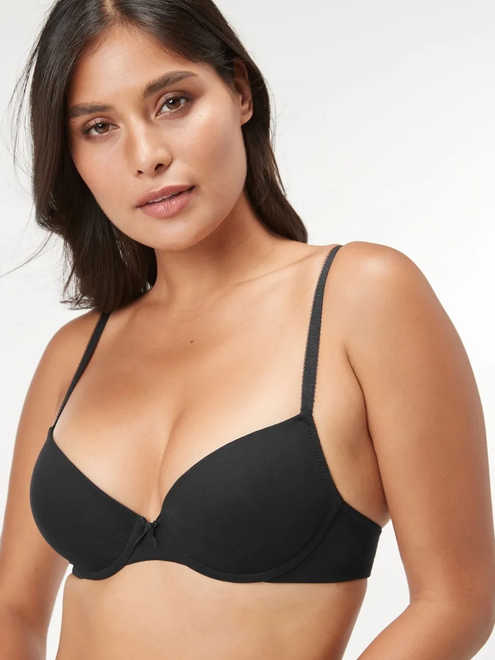 Black/White/Pastel Rose Nude Pad Plunge Cotton Blend Ultimate Comfort Bras 3 Pack
