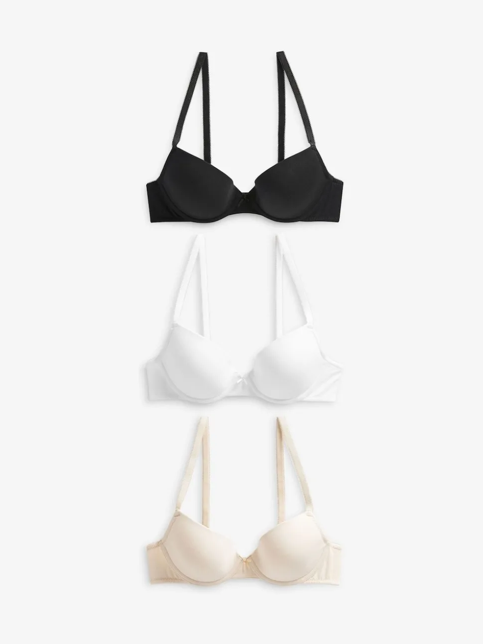 Black/White/Pastel Rose Nude Pad Plunge Cotton Blend Ultimate Comfort Bras 3 Pack