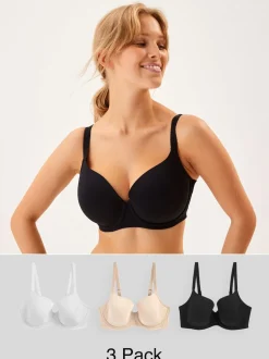 Black/White/Pastel Rose Nude Pad Balcony DD+ Cotton Blend Ultimate Comfort Bras 3 Pack