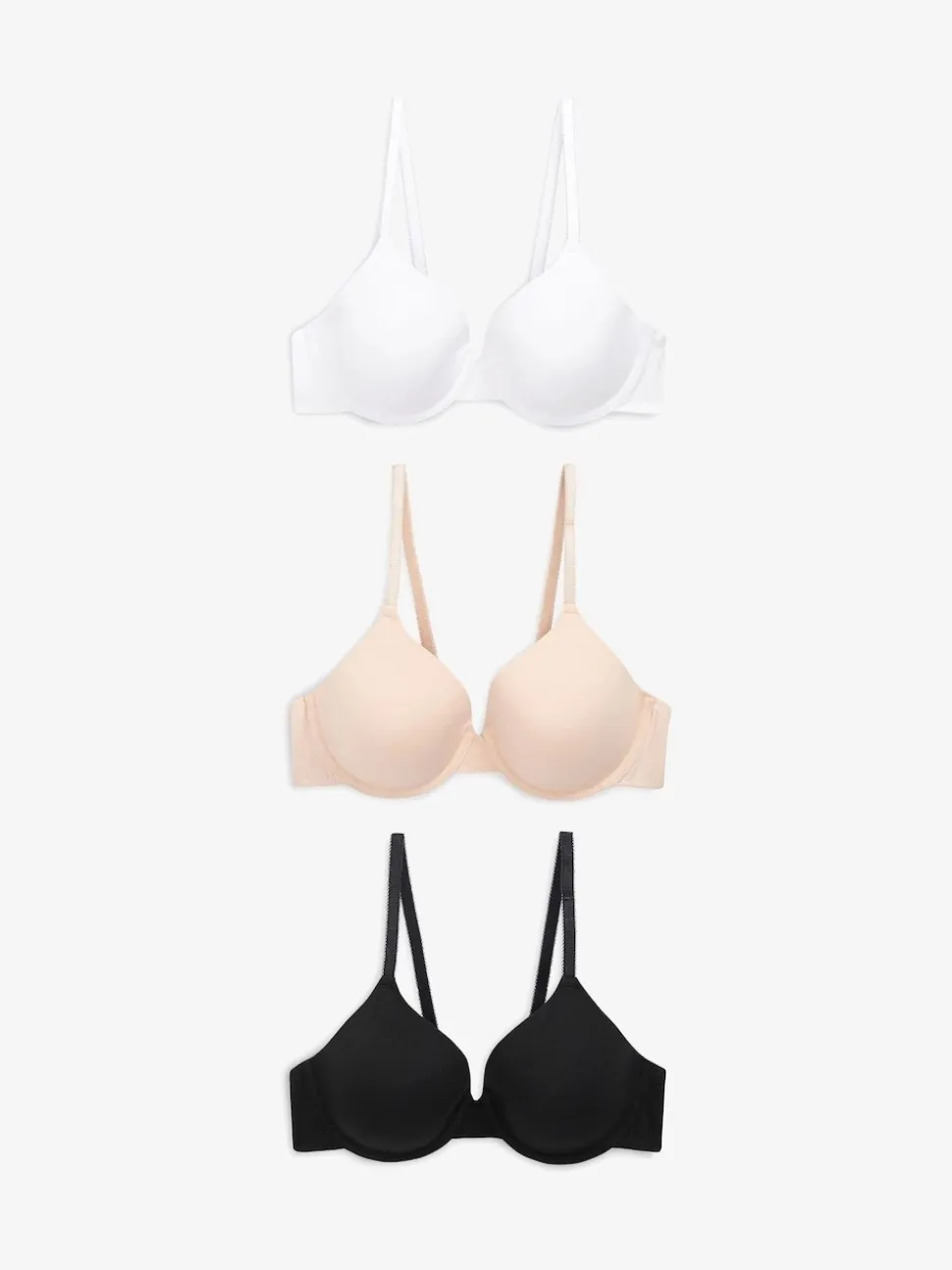 Black/White/Pastel Rose Nude Pad Full Cup Cotton Blend Ultimate Comfort Bras 3 Pack