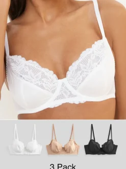 Black/White/Praline Nude 3 Pack Non Pad Full Cup Bras
