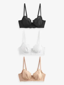 Black/White/Praline Nude 3 Pack Non Pad Full Cup Bras