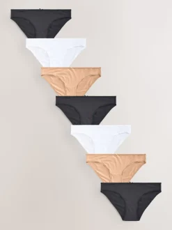 Black/White/Praline Nude Bikini Microfibre Knickers 7 Pack
