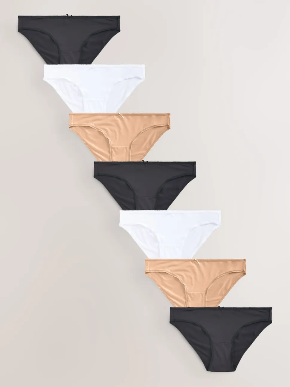 Black/White/Praline Nude Bikini Microfibre Knickers 7 Pack