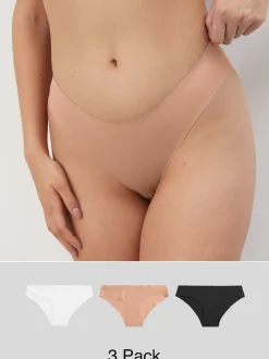 Black/White/Praline Nude Brazilian No VPL Comfort Knickers 3 Pack