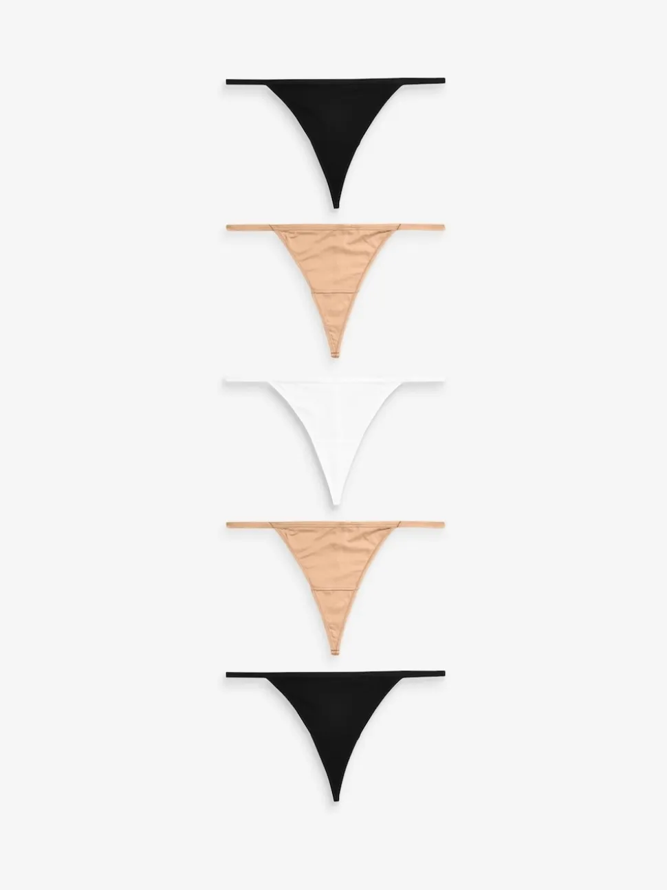 Black/White/Praline Nude G-String Microfibre Knickers 5 Pack