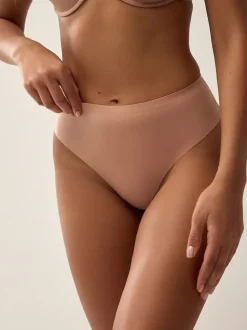 Black/White/Praline Nude High Waisted Thong No VPL Comfort Knickers 3 Pack