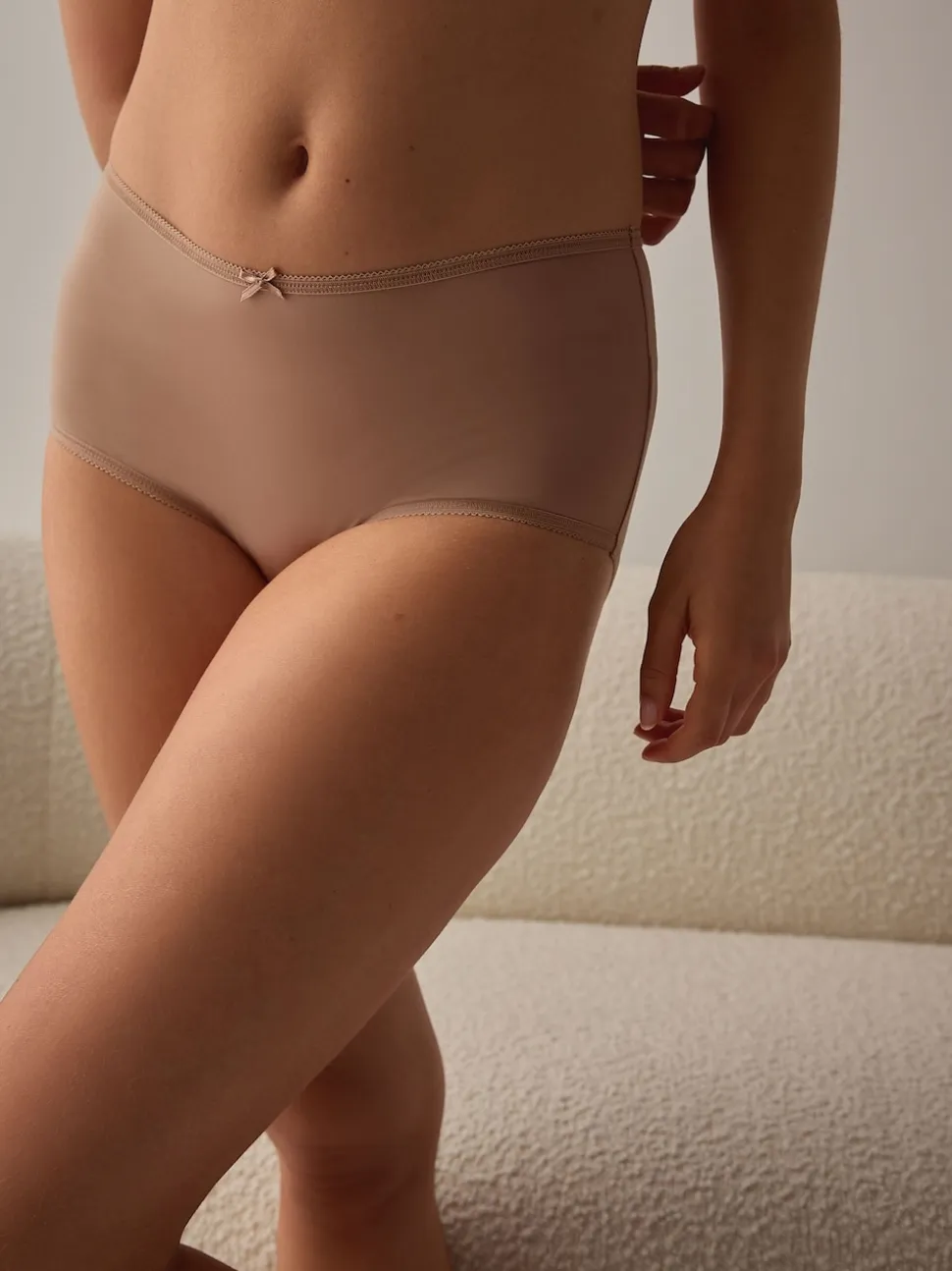 Black/White/Praline Nude Midi Microfibre Knickers 5 Pack