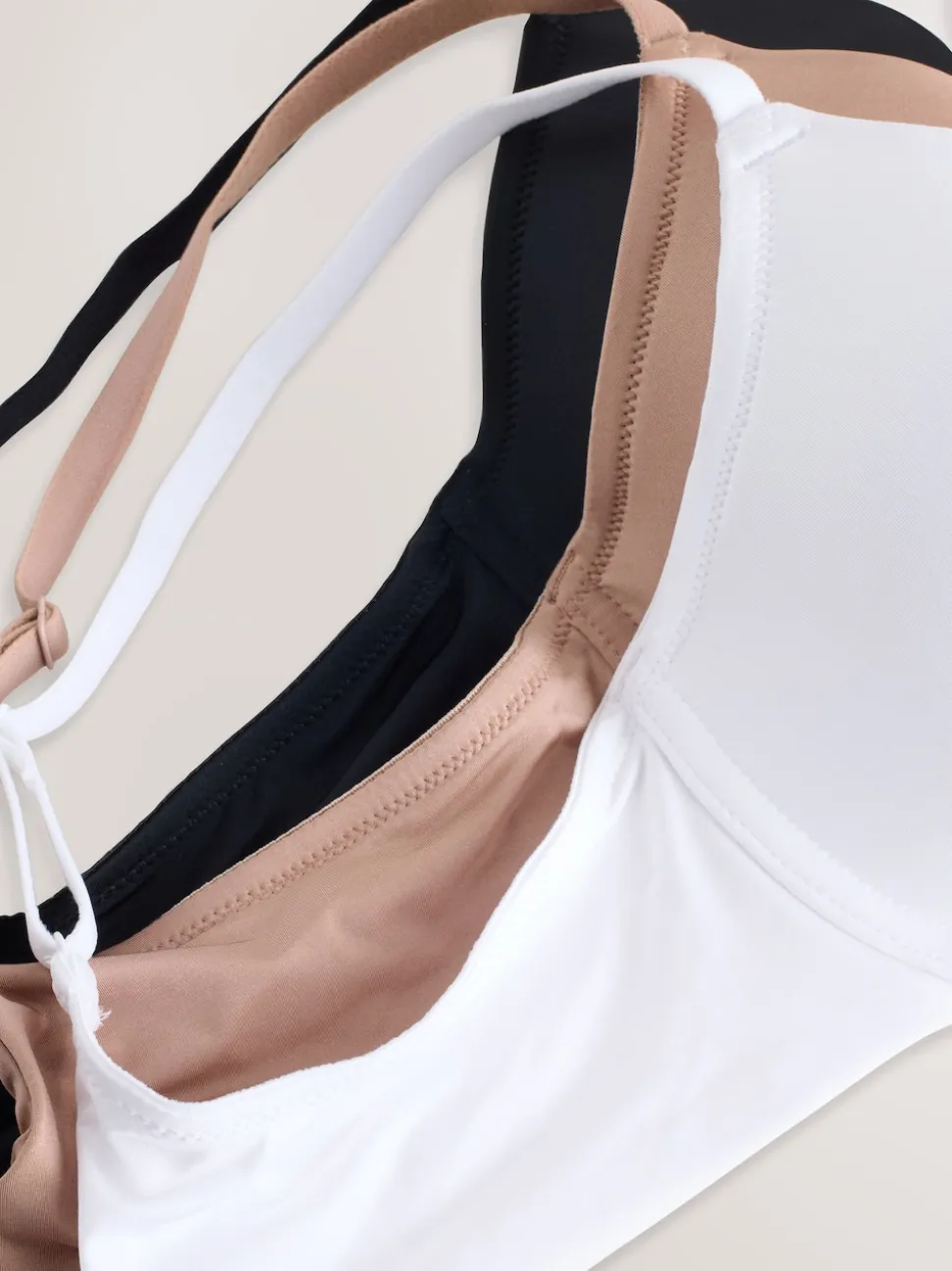 Black/White/Praline Nude Pad Full Cup A-E Ultimate Comfort Smoothing T-Shirt Bras 3 Pack