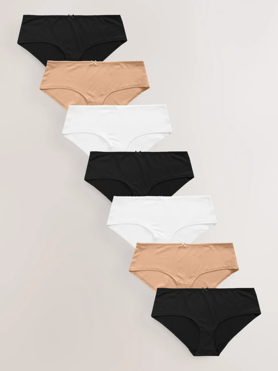 Black/White/Praline Nude Short Microfibre Knickers 7 Pack