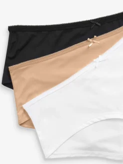 Black/White/Praline Nude Short Microfibre Knickers 7 Pack