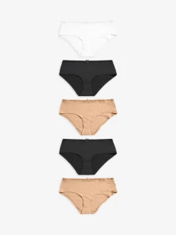 Black/White/Praline Nude Short Microfibre Knickers 5 Pack