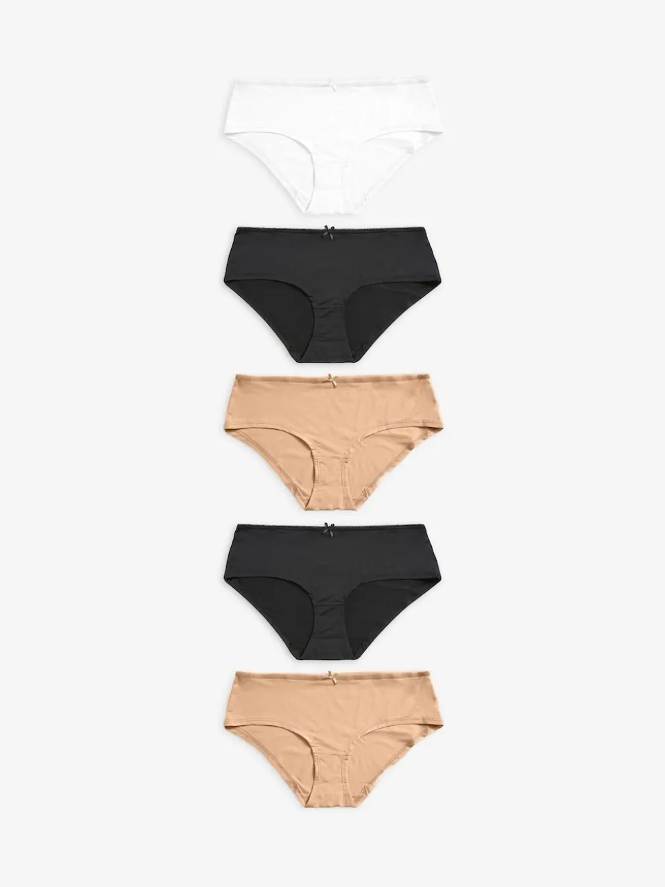 Black/White/Praline Nude Short Microfibre Knickers 5 Pack