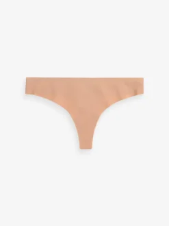 Black/White/Praline Nude Thong No VPL Comfort Knickers 3 Pack