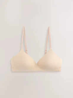 Black/White/White/Praline Nude Pad Non Wire Cotton Bras 4 Pack