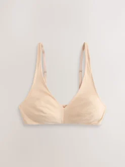 Black/White/White/Praline Nude Non Pad Non Wire Cotton Bras 4 Pack