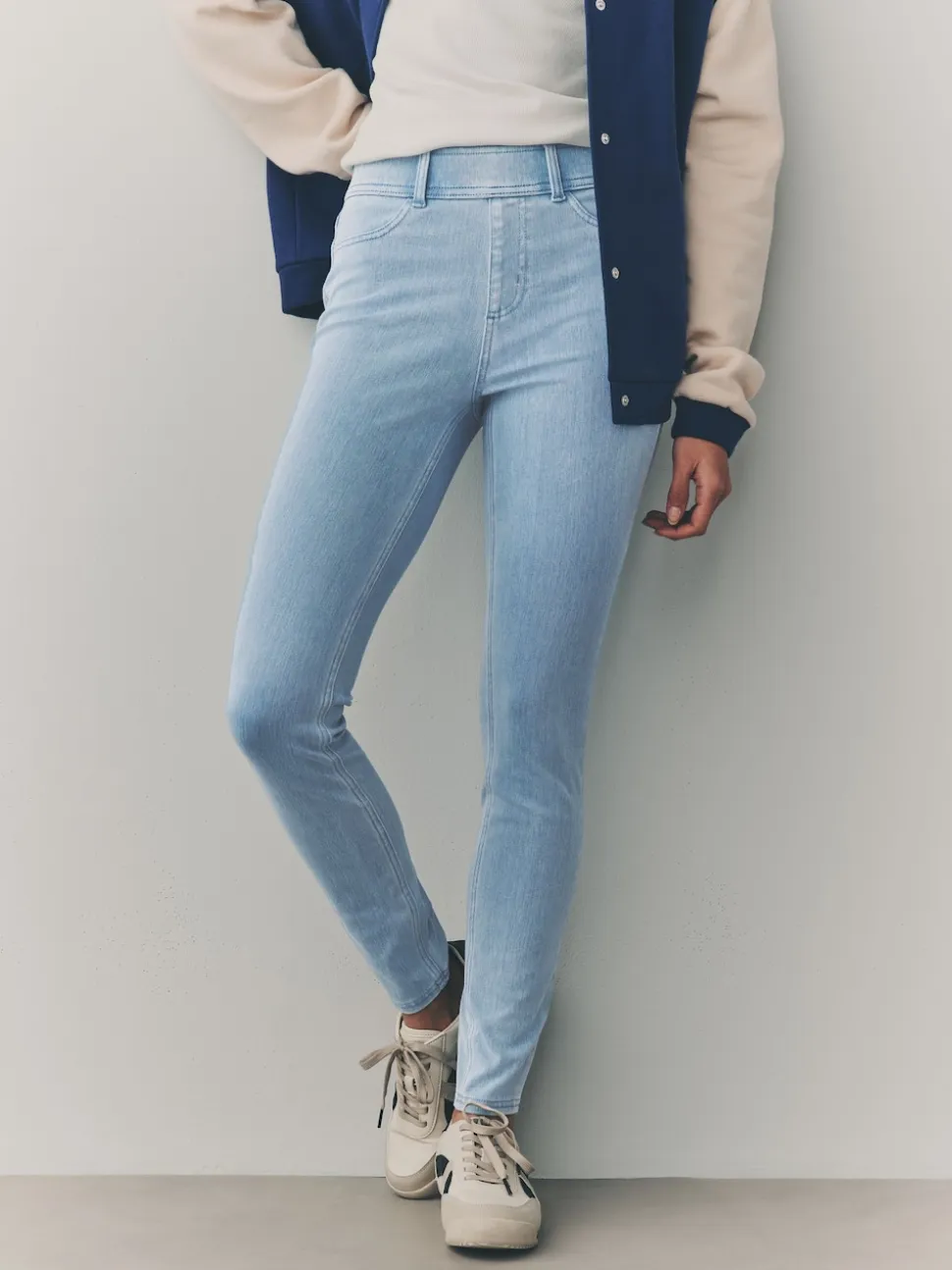 Bleach Blue Jersey Denim Leggings