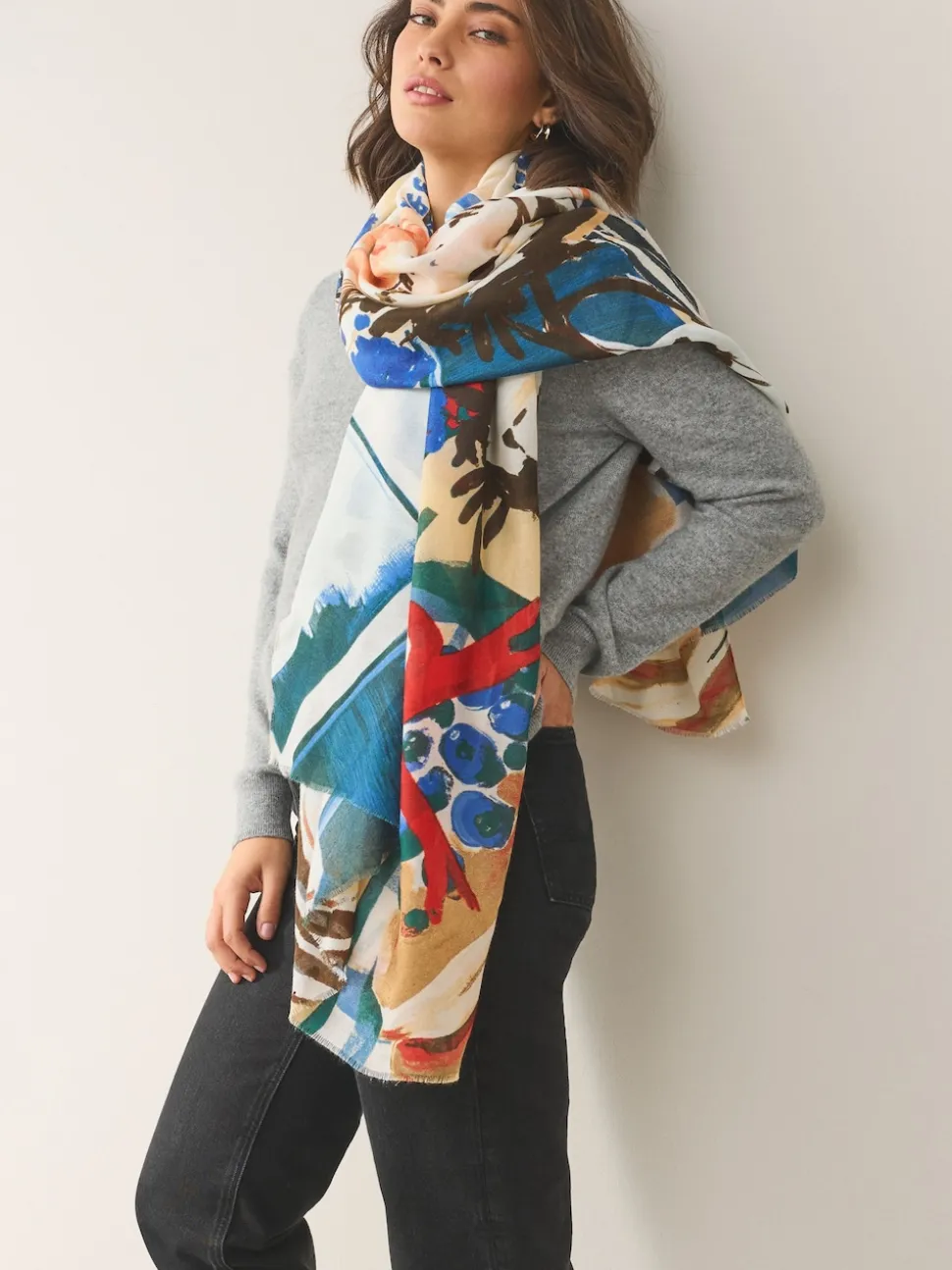 Blue Abstract Lightweight Scarf
