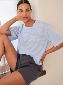Blue Active Crew Neck Lightweight Boxy Short Sleeve T-Shirt
