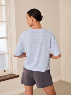 Blue Active Crew Neck Lightweight Boxy Short Sleeve T-Shirt