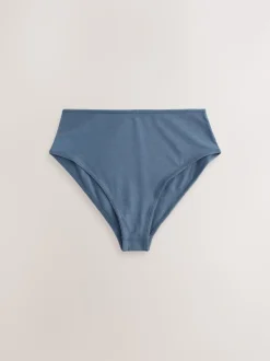 Blue Bows High Waist High Leg Cotton Rich Knickers 7 Pack