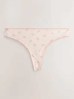 Blue Bows Thong Cotton Rich Knickers 7 Pack