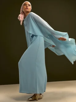 Blue Cape Maxi Dress