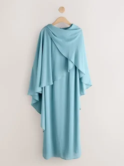 Blue Cape Maxi Dress