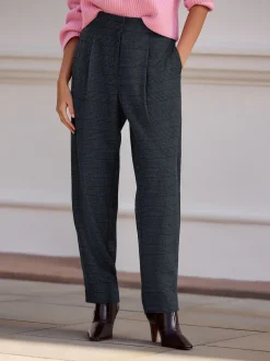 Blue Check N. Premium Barrel Leg Trousers With Wool