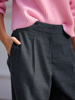 Blue Check N. Premium Barrel Leg Trousers With Wool