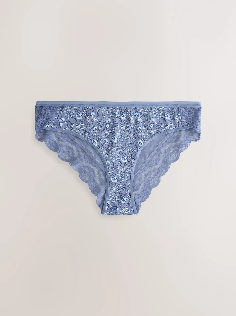 Blue Ditsy Floral Bikini Cotton Lace Knickers 4 Pack