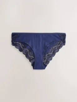 Blue Ditsy Floral Bikini Cotton Lace Knickers 4 Pack