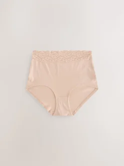 Blue Ditsy Floral Full Brief Cotton Lace Knickers 4 Pack