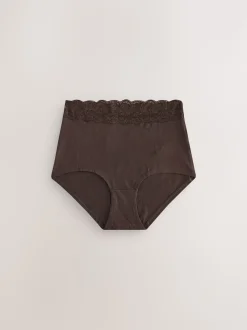 Blue Ditsy Floral Full Brief Cotton Lace Knickers 4 Pack