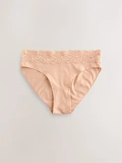 Blue Ditsy Floral High Leg Cotton Lace Knickers 4 Pack