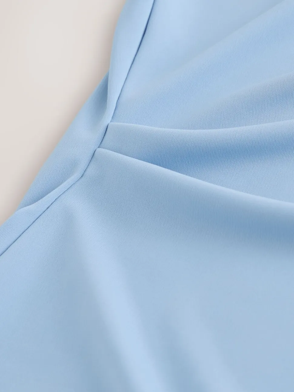 Blue Drape Cinched Waist Half Sleeve Top