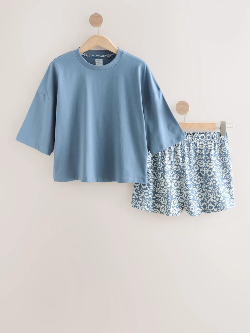 Blue Floral Cotton Short Set Pyjamas