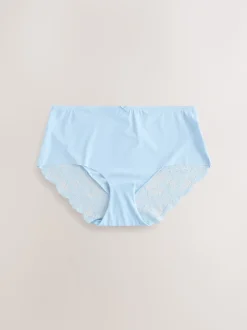 Blue Floral Midi No VPL Lace Back Briefs 5 Pack