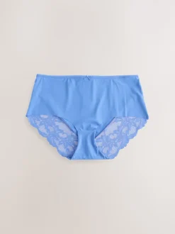 Blue Floral Midi No VPL Lace Back Briefs 5 Pack