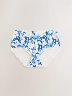 Blue Floral Midi No VPL Lace Back Briefs 5 Pack