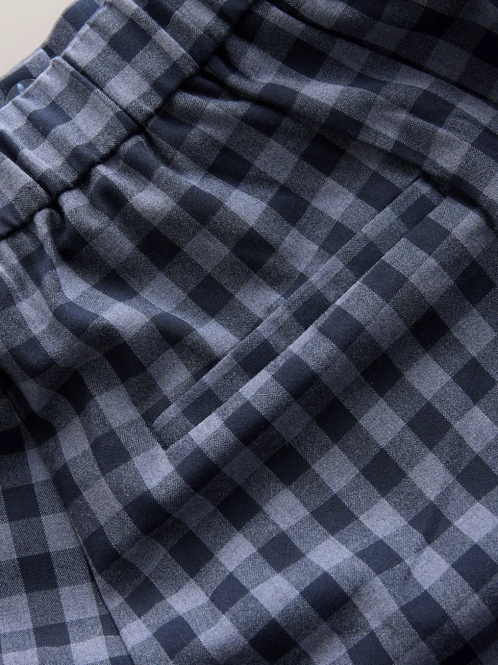 Blue Gingham Barrel Leg Trousers