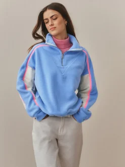 Blue Half Zip Fleece with Colourblock Panels
