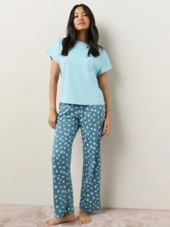 Blue Heart Short Sleeve Pyjamas